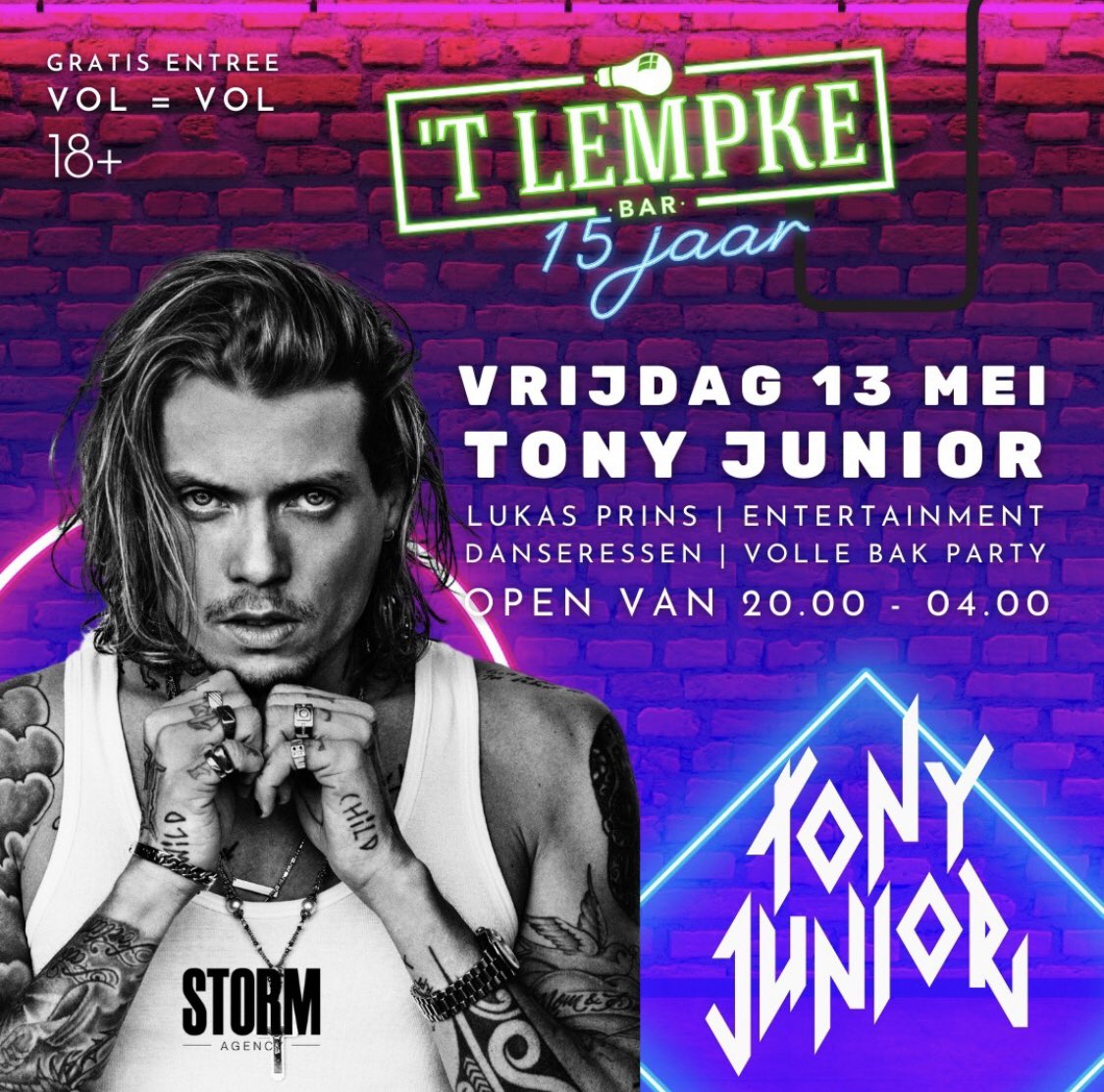 Het feestcafé van Eindhoven bestaat vandaag 15 jaar en dat gaan ze dit weekend groots vieren!!🥳Met vrijdag als gast niemand minder dan Tony Junior!! Vol = vol! Ga jij een kijkje nemen?🕺🏼🎉