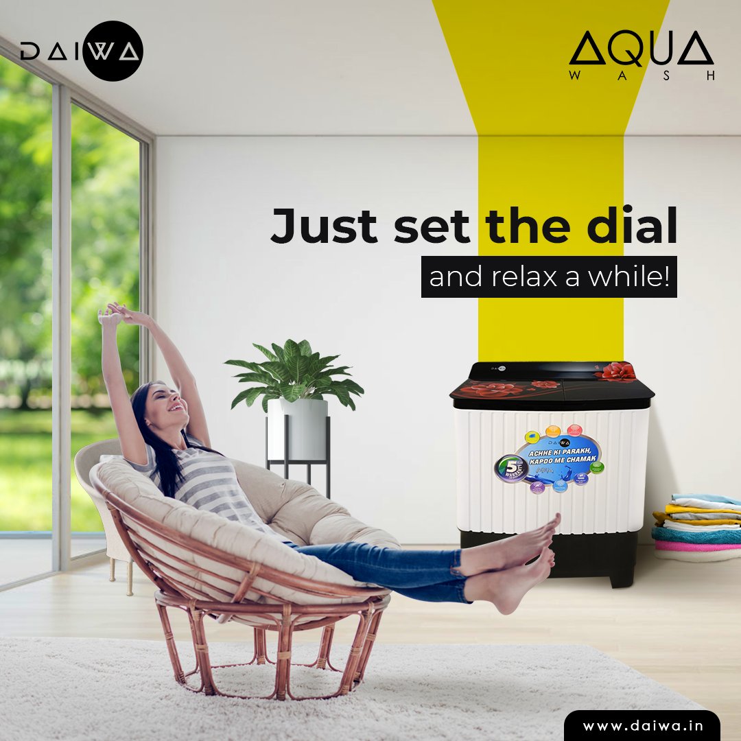 DaiwaIndia's tweet photo. Washing your pile of dirty clothes was never so easy! But with Daiwa Washing Machine, all you need to do is set the dial and relax!

Click the link https://t.co/Bld9gQlOZG to Shop Now!

#Daiwa #WashingMachine #EasyWashing #QuickWash #HassleFree #DaiwaWashing #SemiAutomatic https://t.co/0NDvSLzhZJ