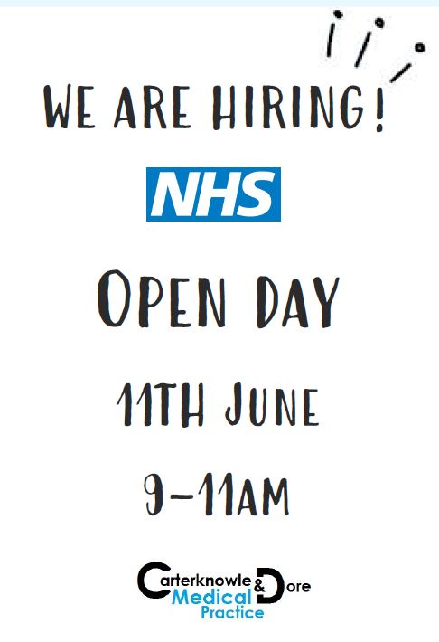 Carterknowle_mc's tweet photo. Join us at our recruitment open day on Saturday 11th June between 09:00-11:00am to informally meet some of the team without any interview pressure, have look around our practice &amp; meet some of our team members! 
@apprenticeships @fireitup_apps #apprenticeships #sheffieldjobs https://t.co/EjoaiW51Zc