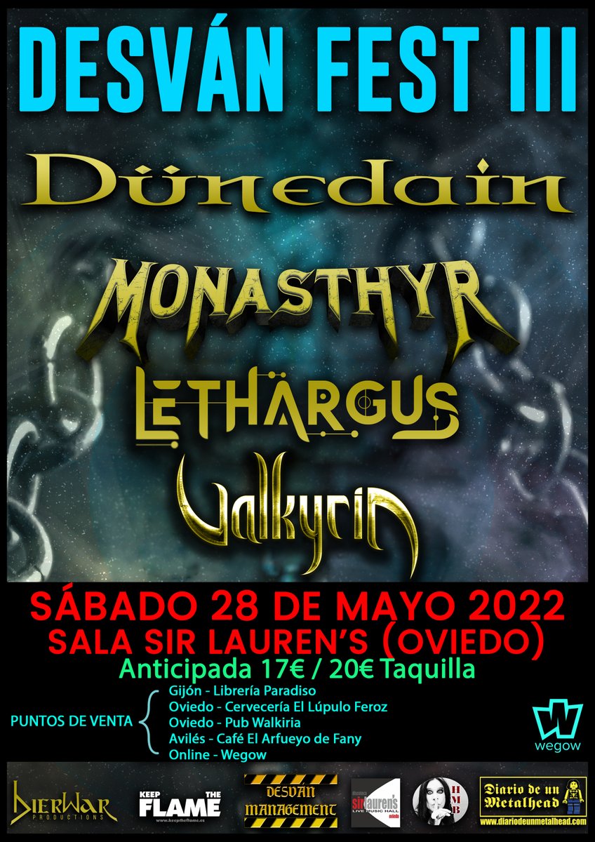 Monasthyr's tweet image. Va quedando poco para nuestros dos próximos conciertos: 

- Sábado 28 de mayo en el Desván FEST III junto a @ValkyriaOficial, @lethargus_metal y @DunedainMetal.
- Sábado 4 de junio en la Black Bourbon de León (en breves tenéis el cartel)