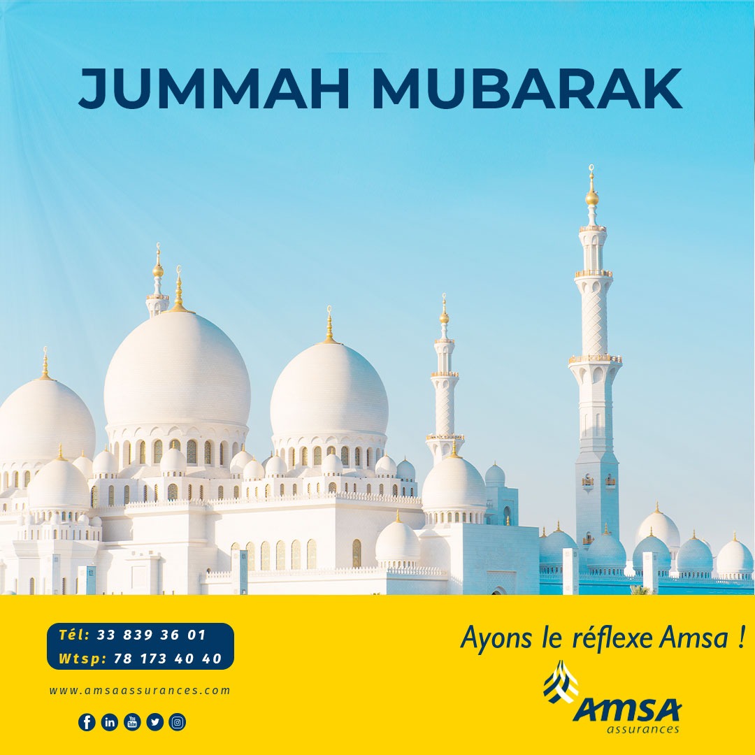 AmsaAssurances's tweet photo. Jummah mubarak à tous !
Ayons le réflexe Amsa !
#Amsa #AmsaAssurances #jummahmubarak #senegal #reflexeamsa https://t.co/mC9xMYTBJ3