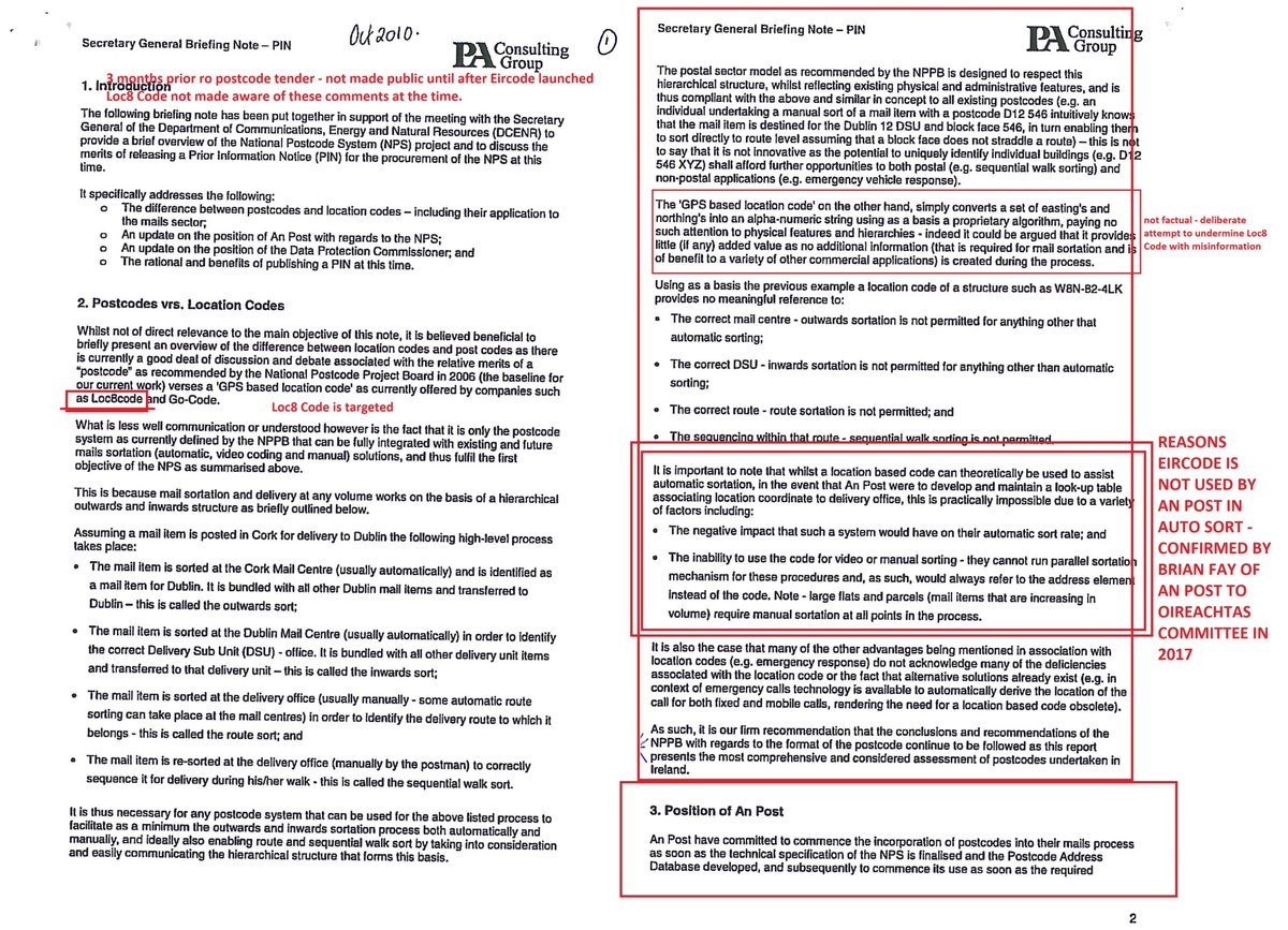 loc8code's tweet image. 9)All this is important as #Loc8Code was blocked from participation from the Postcode Procurement Process because it was claimed An Post could not use #Loc8Code &amp;amp; now is not using what was designed by &amp;amp; for it under the Eircode #FIASCODE