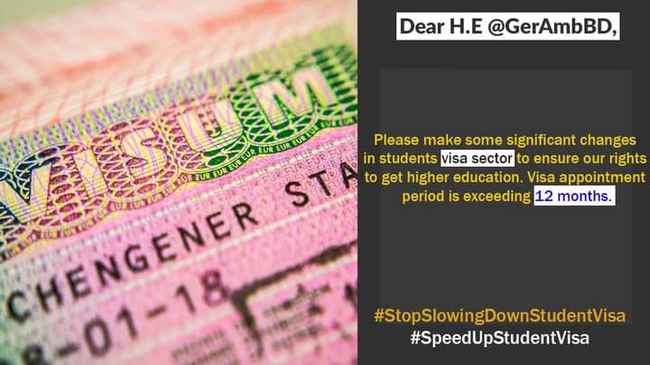 Thousands of higher education achieving dreams will be perished soon if the prolonged waiting period of German Embassy is not reduced. 
<a href="/GermanEmbassyBD/">Germany in Bangladesh</a>
H.E.<a href="/GerAmbBD/">Rüdiger Lotz</a>
<a href="/AKAbdulMomen/">AK Abdul Momen</a>
#StopSlowingDownStudentVisa
#SpeedUpStudentVisa