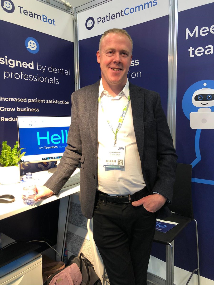 PatientComms's tweet photo. SPECIAL OFFER Current PatientComms customers  at The Dentistry Show today or tomorrow can sign up at the TeamBot stand P55 and receive a discount of 25% off TeamBot.
Visit our team Kieran, Max &amp; Mel who will give you a demo 
#BDCDS22 #DentistryShow2022 #MeetTeamBot https://t.co/jng40ahE68