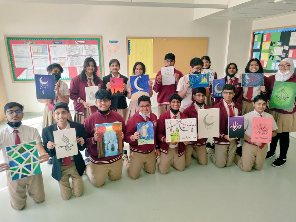 A mesmerizing Art exchange done by 10B on the holy occasion of Eid. Students showcased their brilliant creativity and lit up the aura of the class through the colours of love.✨#elegantvisuals
<a href="/Fatima_Martin/">Fatima Martin</a> <a href="/TeresaRusten/">Teresa Rusten</a> <a href="/PriyankaGeorg10/">Priyanka George</a> <a href="/GNMS_Tigers/">GNMS_Secondary Tigers_Semper Sursum</a> <a href="/gemsnms_alkhail/">GEMS NMS Alkhail</a> <a href="/AJohn2590/">ann_john</a>