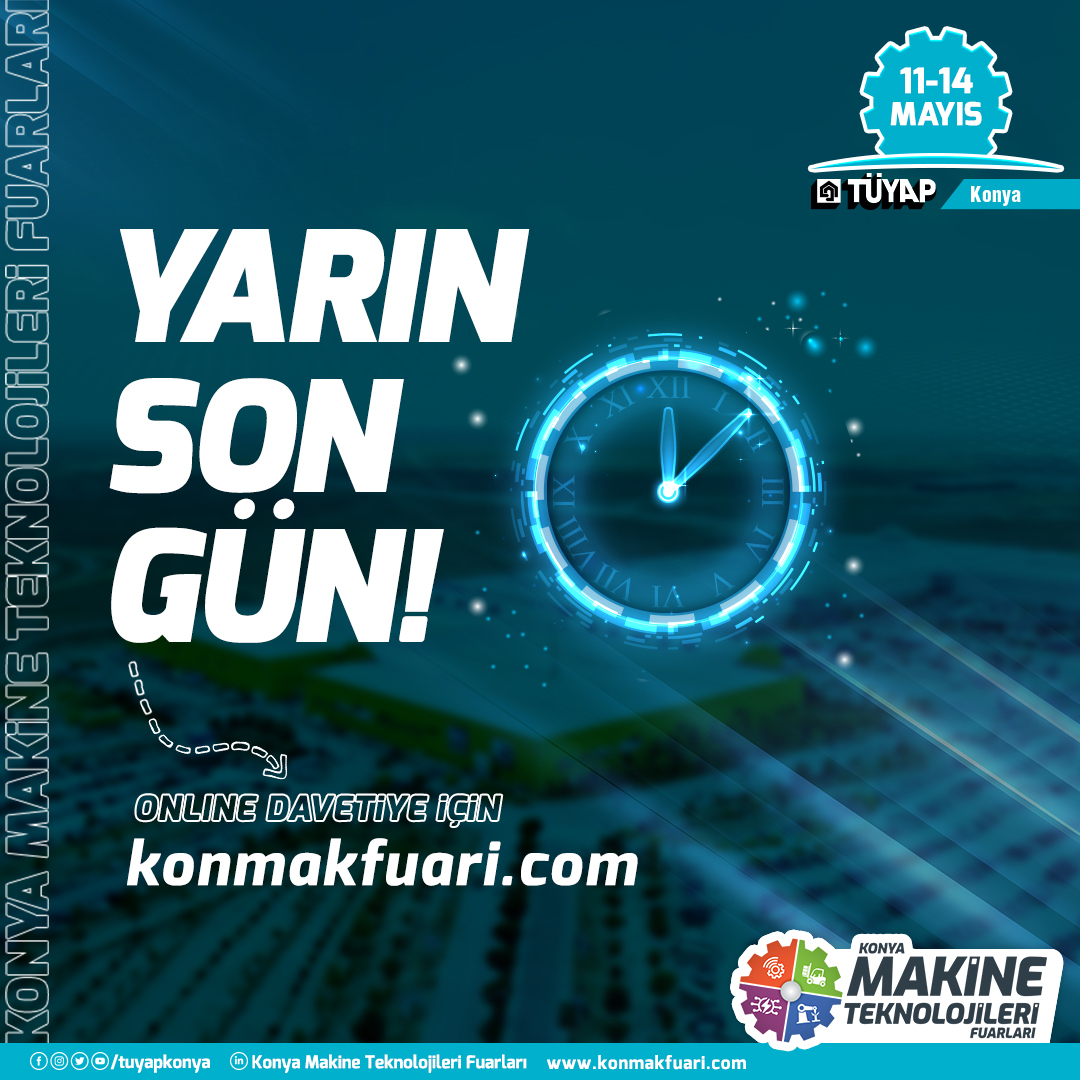 Yarın son gün!
Online davetiyenizi alarak fuarlarımıza hızlıca geçiş yapabilir ve makinenin ‘’Başlat’’ tuşuna basabilirsiniz😊

Ücretsiz online davetiye için,
davetiye.tuyap.online/index.php?Fid=…