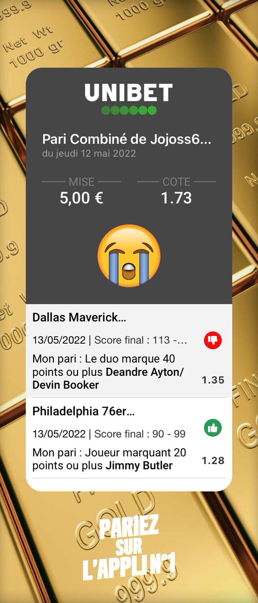 Jordan_PiiX's tweet photo. Bonjour ⁦@UnibetFrance⁩ pouvez vous rectifiez l’erreur car ce pari est gagnant, merci à vous https://t.co/Rd1bQKbt8X
