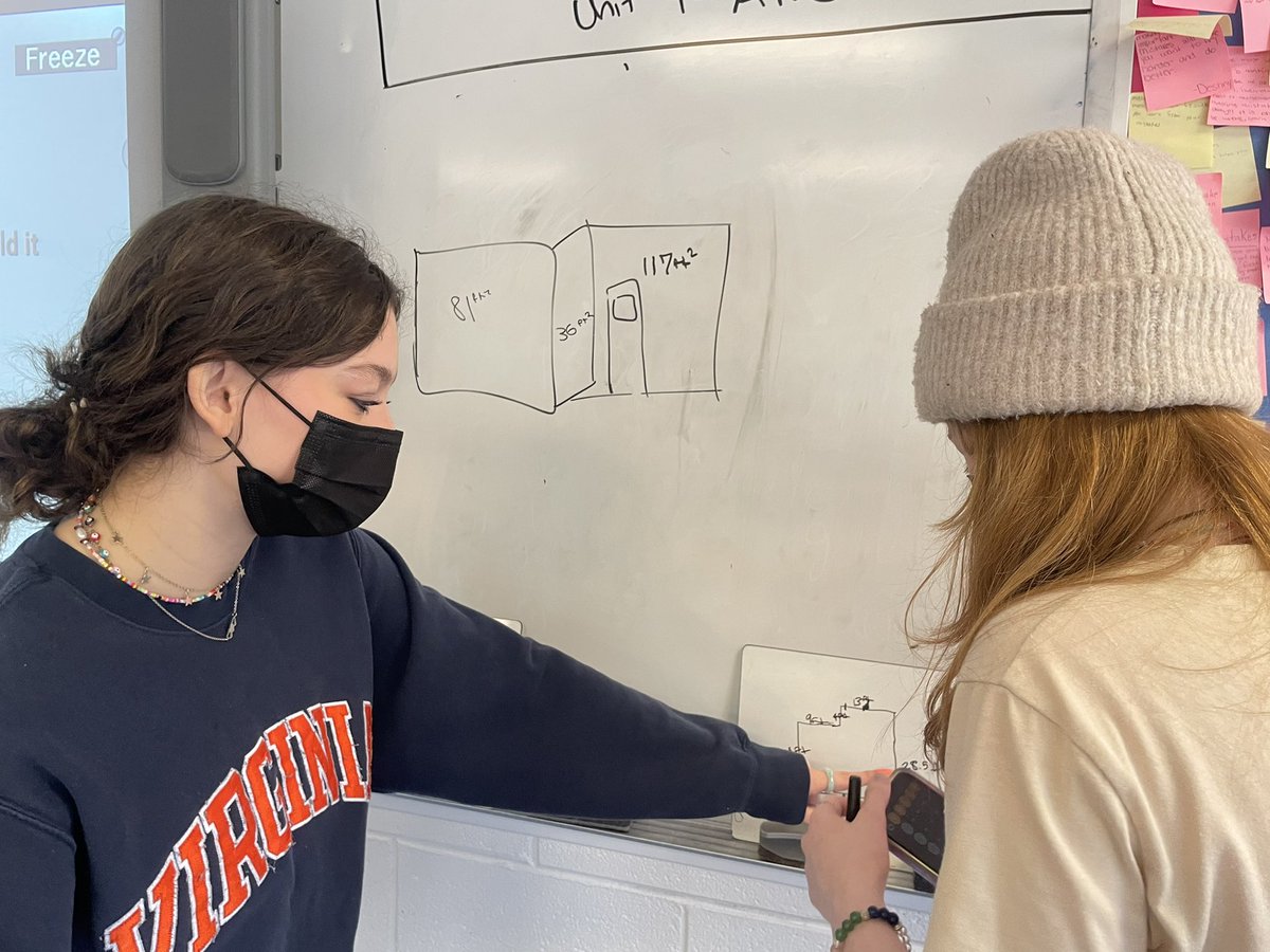 BBonuedi's tweet photo. Mini-project for our Area &amp; Volume unit: Geo students @ACMinnieHoward calculated the cost to paint Room 114 with whiteboard paint, then discussed whether/how to ask for funding to actually do it. IRL math is entwined with strategic considerations. @ACHS_MathDept @PBLWorks https://t.co/QMsnXwt6u6