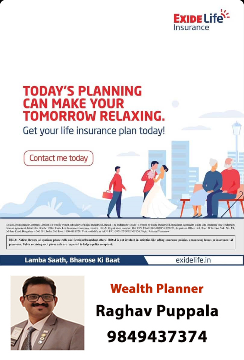 NAdsxcell's tweet image. Today's Planning can make your tomorrow relaxing.
Exide Life Insurance for more details Call:9849437374
#exidelifeinsurance #lifeinsurance #lifeinsuranceplan #planning #wealthplanner