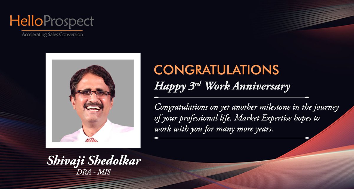 Hello_Prospect's tweet image. Shivaji Shedolkar, Your work ethics are commendable, and so are you as an inspiring individual. We are glad to have you amongst us. Kudos to your incredible years of work!