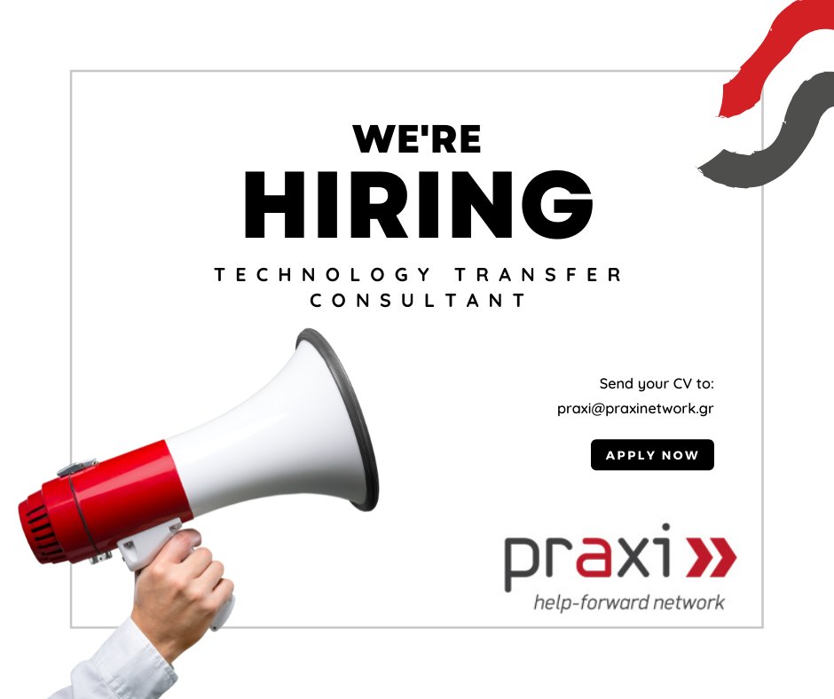 📢Το Δίκτυο ΠΡΑΞΗ /<a href="/FORTH_ITE/">FORTH</a>
 απευθύνει πρόσκληση εκδήλωσης ενδιαφέροντος για την πλήρωση θέσεων Συμβούλων Μεταφοράς #Τεχνολογίας, με έδρα την Αθήνα ή το Ηράκλειο

⏳Υποβάλλετε την αίτηση σας μέχρι 27/05/22
Αθήνα: bit.ly/3wpi4ZF
Αθήνα / Ηράκλειο: bit.ly/3PjFDLV