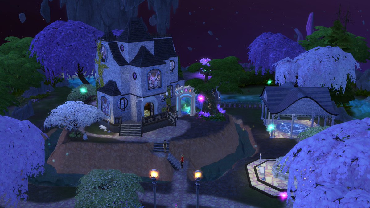 amy_geddon's tweet photo. I remade the Magic Realm in @TheSims for the @lilsimsie #simsiebigmistake shell challenge. Also my first time really working with terrain tools and I'm super proud of how this turned out #ShowUsYourBuilds https://t.co/rg7wnOrDDD