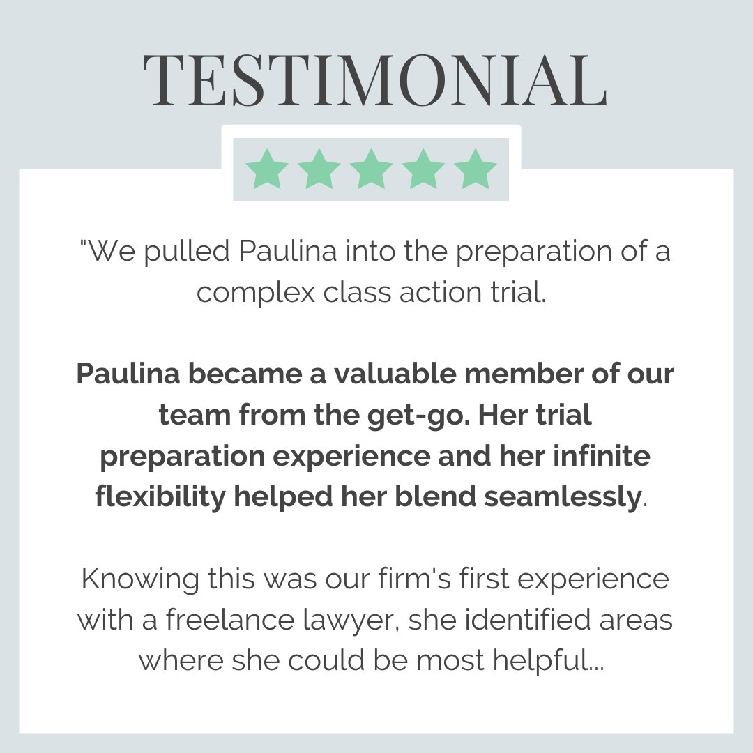 FlexLegalNet's tweet photo. Do you have a #trial that you need assistance with? We have a network of experienced #freelancelawyers who can jump in and assist with trial preparation and appearances across Canada. Here’s how one of our freelance lawyers, Paulina, recently assisted with a class action trial… https://t.co/SPanKmjDC1