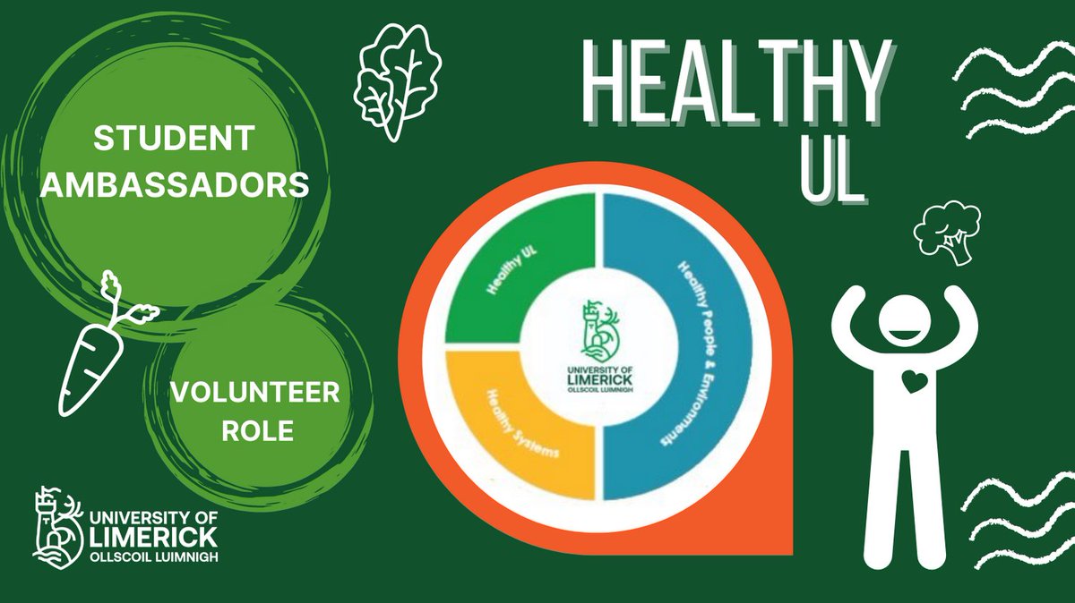Have you an interest in the areas of Healthy Eating, Sexual Health &amp; Wellbeing, Physical Activity, Environmental, Mental Health &amp; Wellbeing, &amp; Addictive Behaviors? Healthy UL are looking for energetic, motivated volunteers to join their team! Sign up here studentvolunteer.ie/view-all/stude…