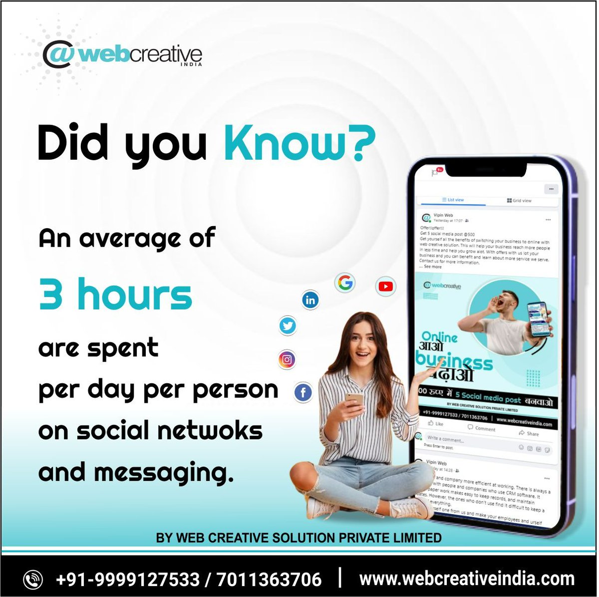 BipeenChander's tweet photo. As we are seeing the interests for social media and messaging is growing rapidly. This has been proved through many sites that out of 24 hrs people these days are spending 3 hours daily on an average.
This shows how much people might get influenced by your promotions via online. https://t.co/FWzgILBiSK