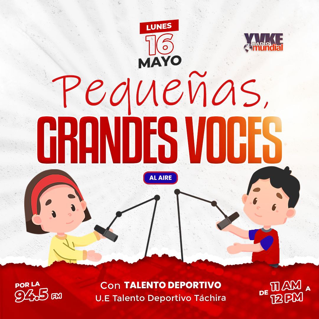 crauetdt's tweet photo. #RadioEscolar | Próximo #Lunes16 de mayo la @UETDT 🥇📚 en #PequeñasGrandesVoces🎤 desde las 11 AM a través de @YvkeTachira 📻 @MPPEDUCACION @_LaAvanzadora @Berzabethg1 @Silvalejo @Danielcustodio3 @DGRPA1 @tachira_gmas @ZET_GestionH @eugeniapinero 

#13May 
 #VenezuelaInnova https://t.co/IWVtBqgdWO