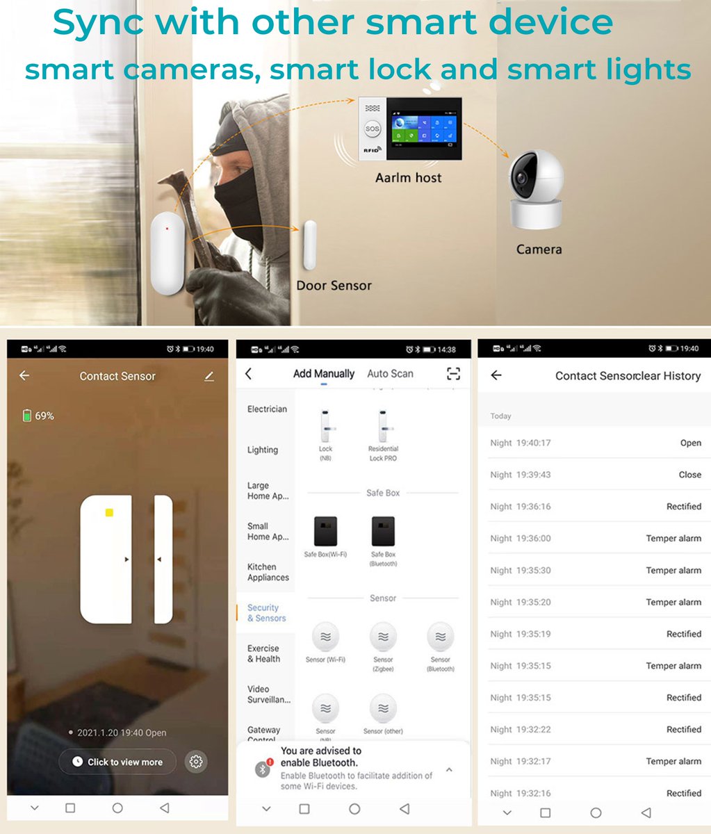 How to sync ? 
WiFi door sensor trigger security camera rotating and tracking  See video : youtu.be/fC_Aj01J8Hc