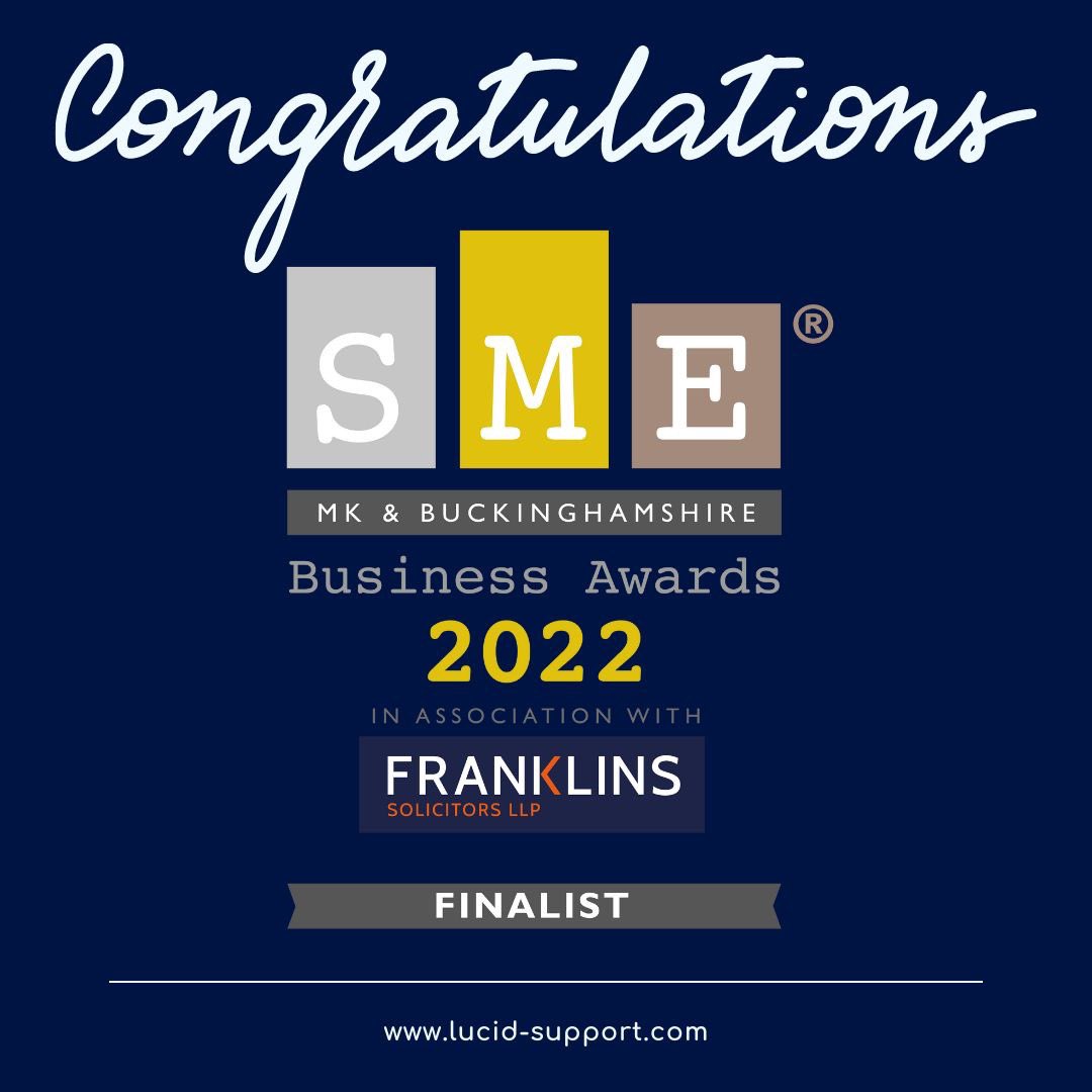 <a href="/LucidSupport/">Lucid Support Services</a> are extremely proud to announce we have been chosen as a finalist for the SME MK &amp; Buckinghamshire Business Awards 2022!!

We look forward to celebrating this night at the end of June with all other finalists🥳🥂 <a href="/eventsandprmk/">SME Business Awards</a> 

#SMEMKBucks #businessoftheyear