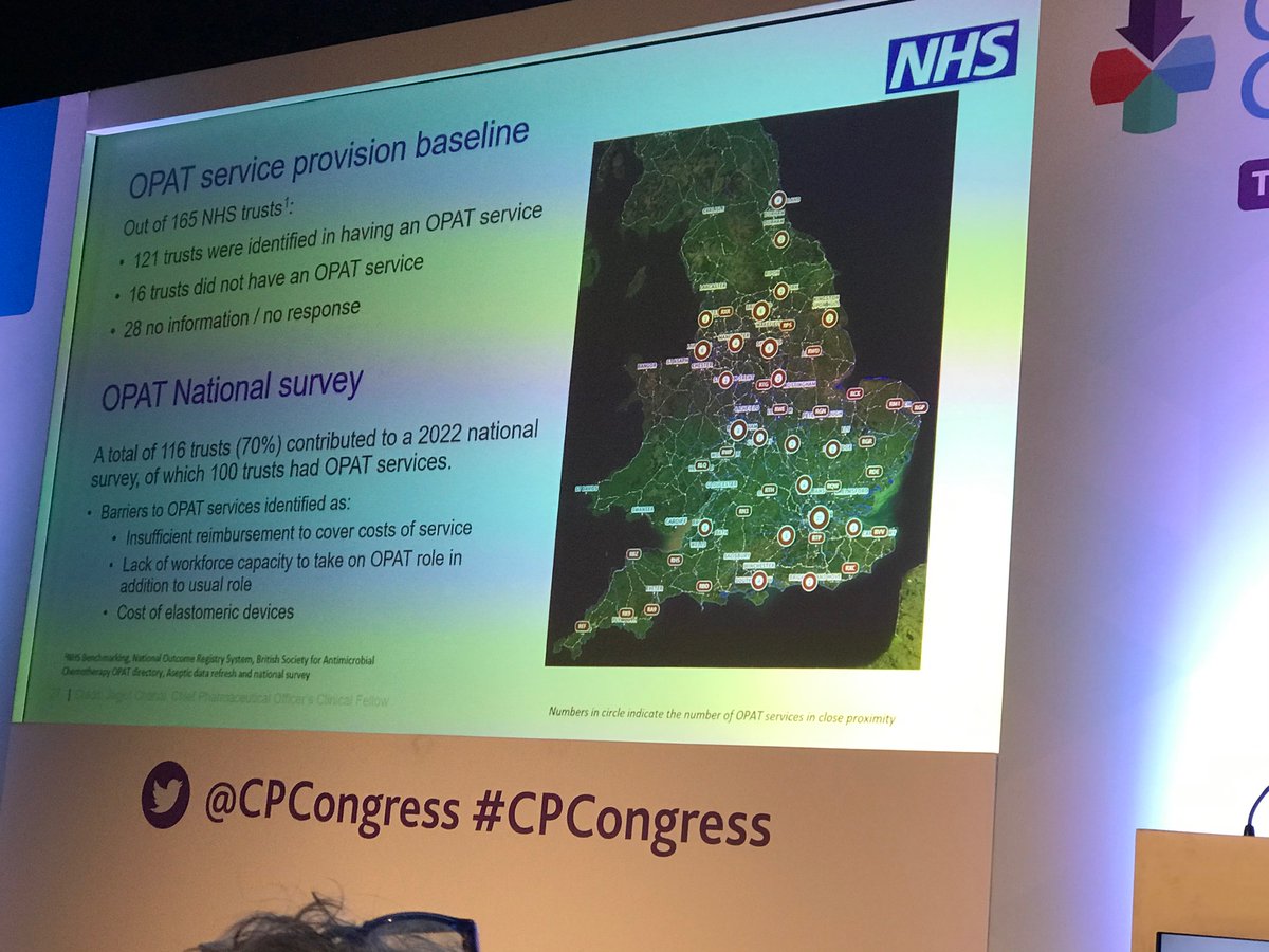 @DrKieranHand describes baseline Outpatient Parenteral Antibiotic Therapy (OPAT) service provision in England @CPCongress #NHSrecovery @elizbeech @jamiesonce @elizabethdimon2 @davidwebb_1 @NHSEnglandCHS