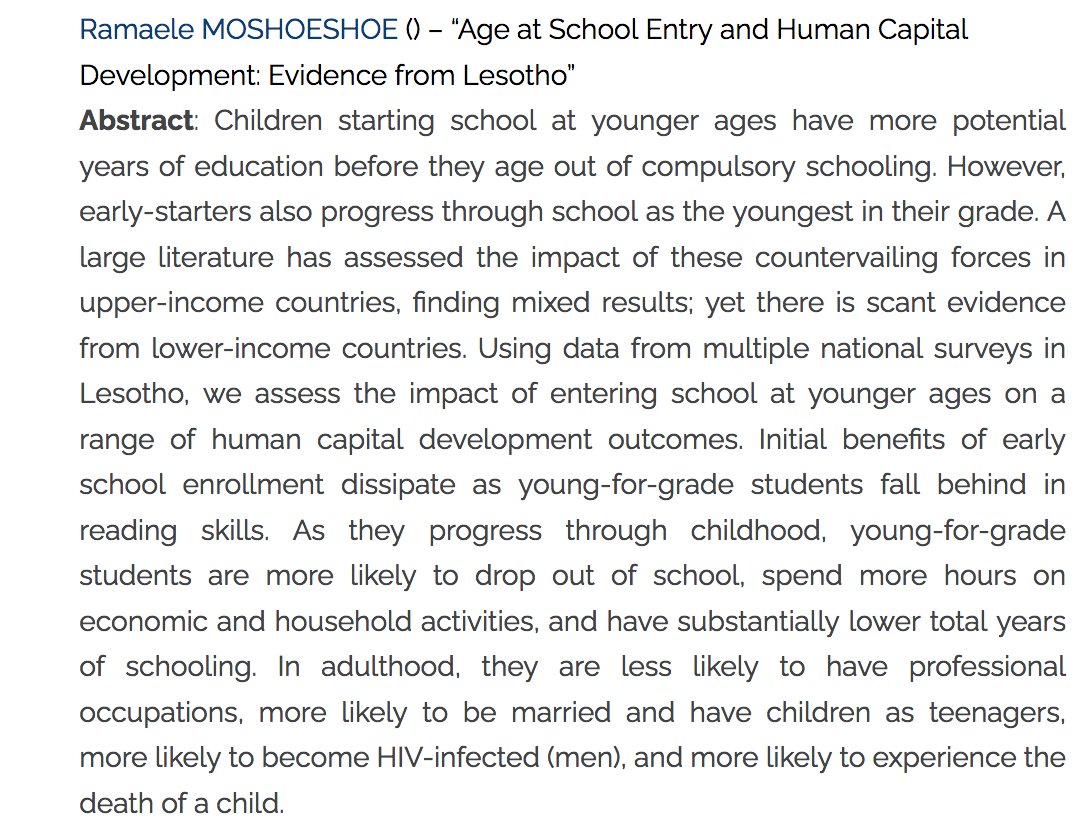 CREST (UMR 9194) (@crestumr) on Twitter photo 🗓️Tuesday:
Microeconometrics Seminar:
Ramaele MOSHOESHOE (National University of Lesotho) 
“Age at School Entry and Human Capital Development: Evidence from Lesotho”
May 17 ⏰ 12:15 pm - 1:30 pm
👉crest.science/event/ramaele-… 🗓️Tuesday:
Microeconometrics Seminar:
Ramaele MOSHOESHOE (National University of Lesotho) 
“Age at School Entry and Human Capital Development: Evidence from Lesotho”
May 17 ⏰ 12:15 pm - 1:30 pm
👉crest.science/event/ramaele-…
