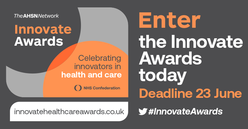 SIP_HIOxford's tweet photo. The national @AHSNNetwork has launched new awards in partnership with @NHSConfed celebrating excellence in innovation and transformation in health and care. Enter now at https://t.co/agjUkRaDua #InnovateAwards https://t.co/X5Zgj7vyhD