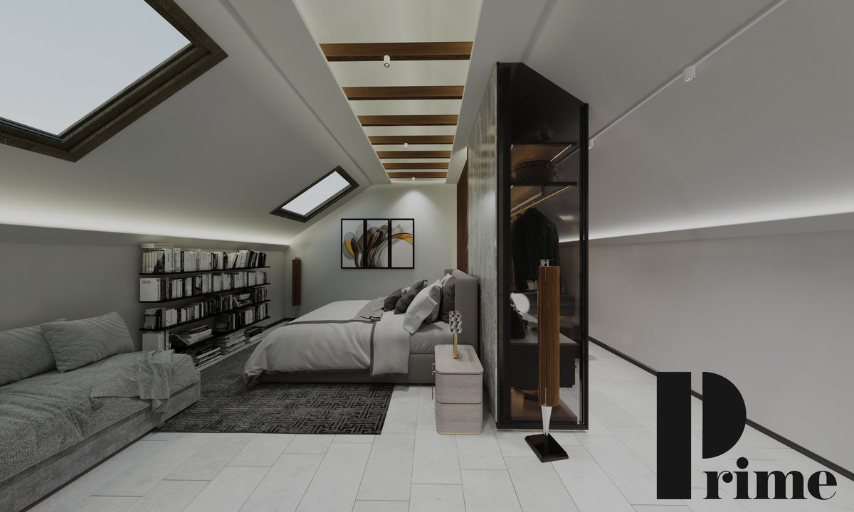 primerender's tweet photo. Going for a modern grey/black look. Loft is meant to be for vacation/airbnb purposes only so furniture limited to the essentials. #modern #loft #design #grey #black #marble #wood #interior #interiordesign #rendering #render #3dsmax #vray https://t.co/xYewnvR9Yx