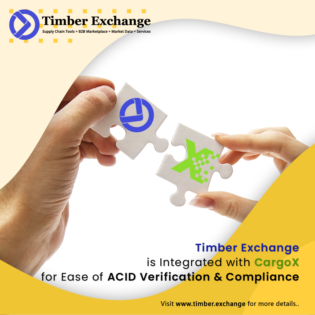Centersourceio's tweet photo. The Timber Exchange platform is integrated with CargoX to make ACID verification and compliance easier.

Visit to learn more about the feature: https://t.co/QZxuqIoxDq

#centersource  #timberexchange #SupplyChainTools #Feature #egypt #ACI #cargox #supplychain #B2Btrade #logistics https://t.co/Rm1QB6thiz