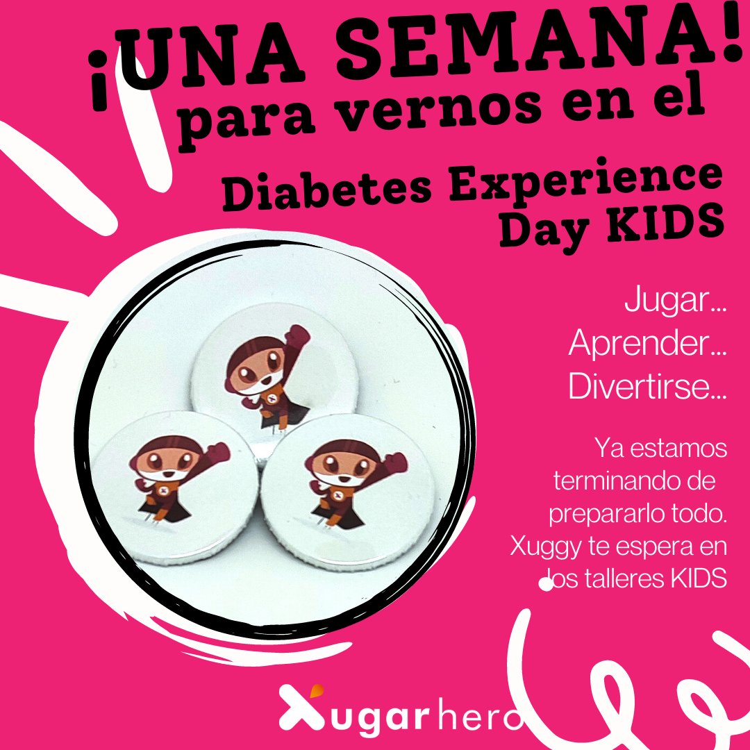 ¡¡En una semana, nos vemos en el taller #Xugarhero en el <a href="/DiabetesExpeDay/">DiabetesExperienDay</a> !! ¿Estás preparado? Jugaremos para encontrar al equipo que más sabe de #diabetESP . Conoceréis a Xuggy y su app con la que jugar y aprender. Y habrá regalos para todos #endopediatra #pediatria #endocrino