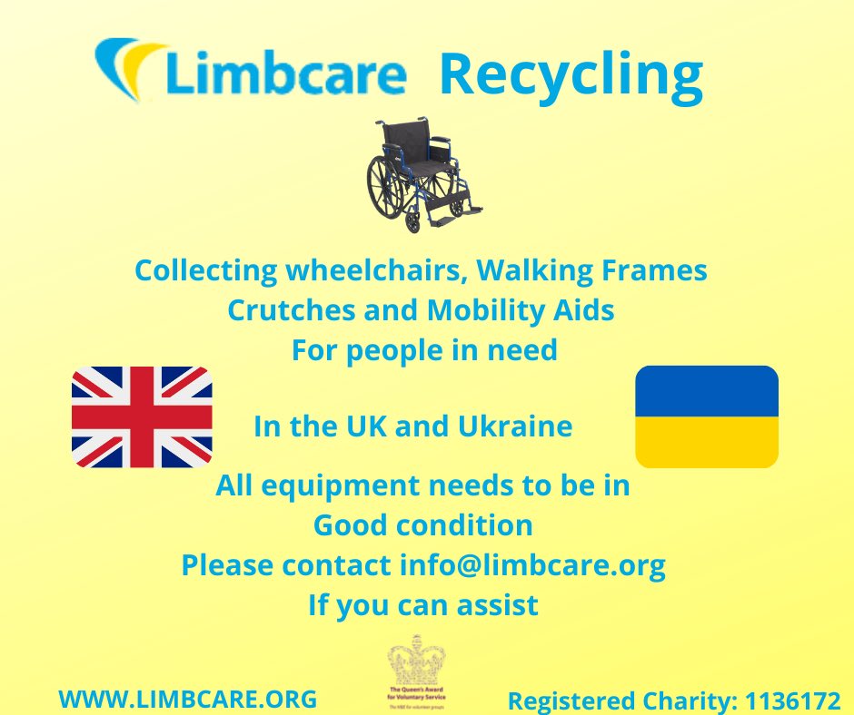raylimbcare's tweet photo. Limbcare's recycling scheme is expanding to help the people of Ukraine. Watching the news reports has really touched us and we want to do all we can to help where we can.
If you can assist us please get in touch. https://t.co/6KzlurEWWt