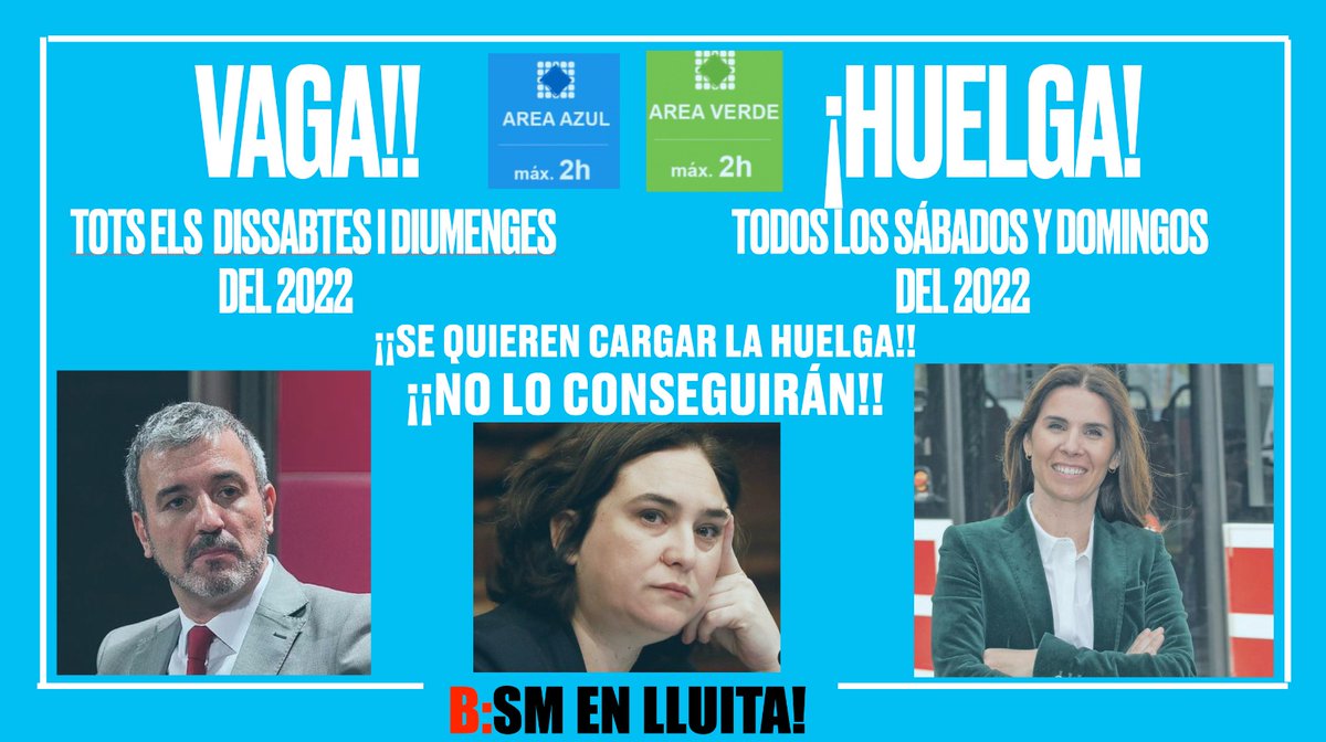 #VagaBSM #HuelgaBSM #Collbonirepresor <a href="/jaumecollboni/">Jaume Collboni</a> #Labatadimisión #BarcelonadeServeisMunicipals   ¡¡Se quieren cargar la huelga!!
¡¡NO LO CONSEGUIRÁN!!