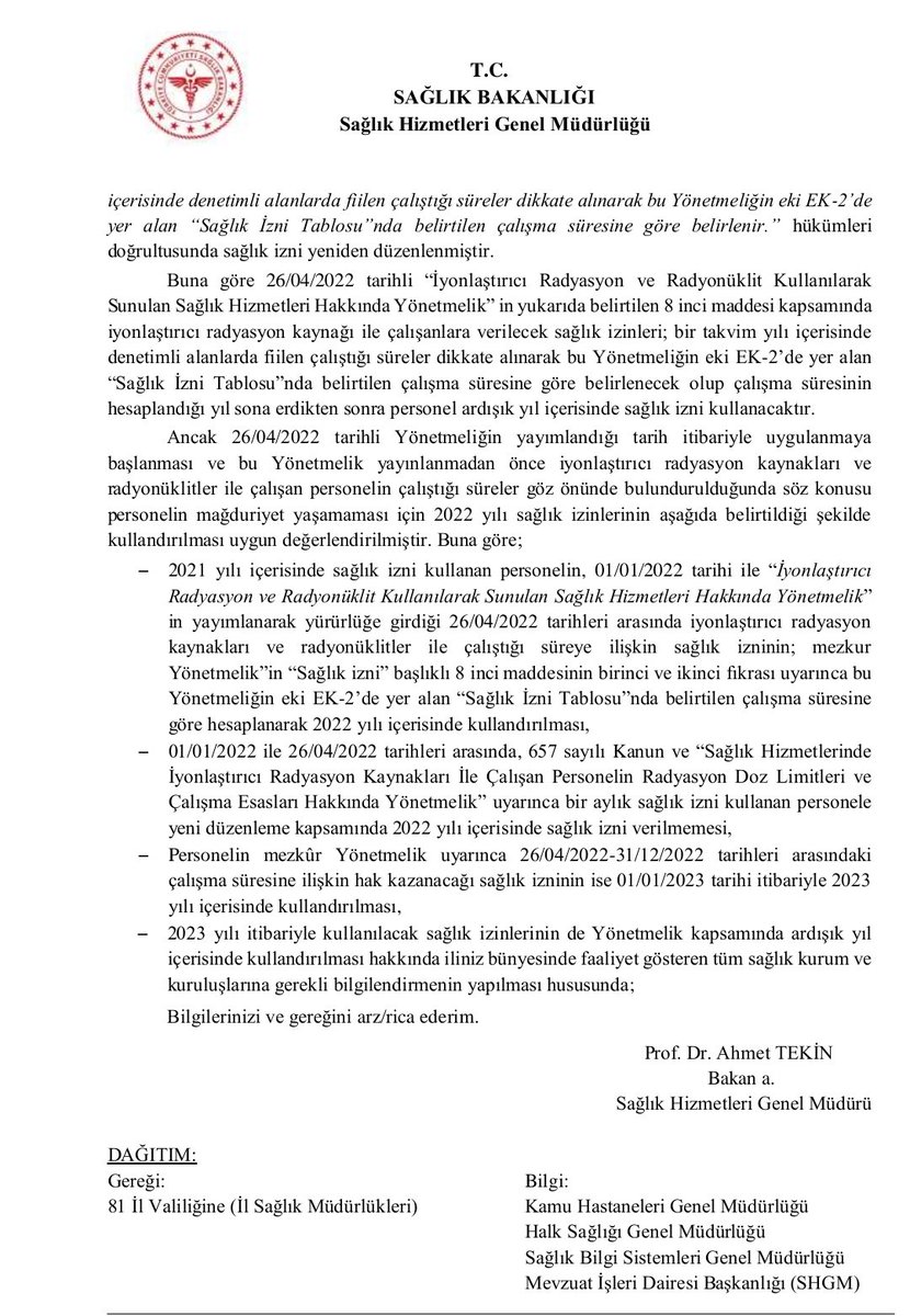 Bu genelge ile tüm radyoloji emekçileri mağdur ve şikayetçi olduğunu beyan ediyor Tüm radyoloji emekçilerini yandaş olmayan gerçek hak savunucusu <a href="/sesgenelmerkezi/">SES Genel Merkezi</a> ile yanyana durmaya #29MayısBeyazMiting için Ankara'ya çağırıyoruz.Hak alanda alınır 
<a href="/Tumrad_Dernegi/">TUMRAD-DER DERNEĞİ</a> 
#SESteÖrgütlen