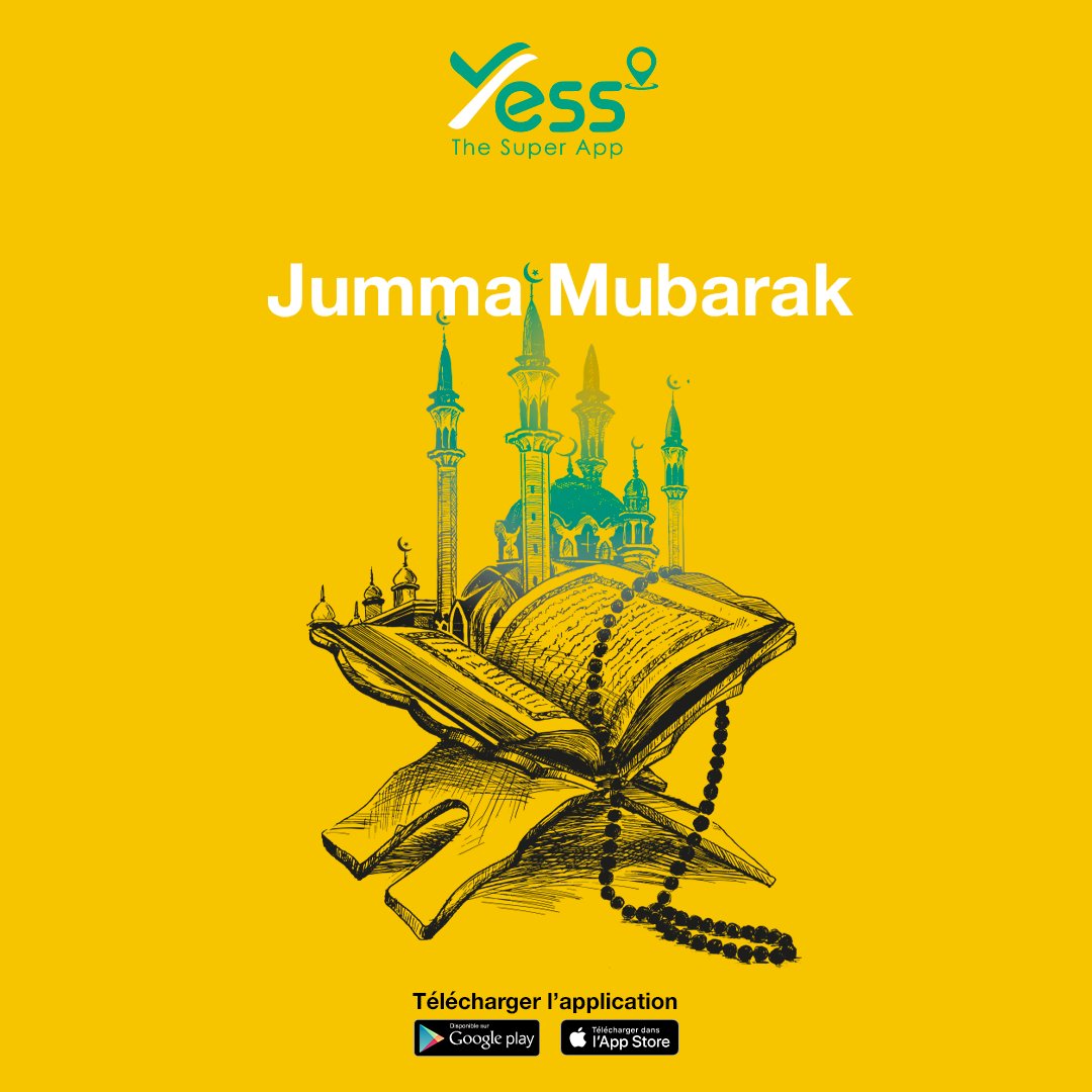 yess_app's tweet photo. Jumma Mubarak. Bon vendredi à tous.
#YessApp #Senegal #Kebetu #Tokkleppdidokh #Servicedigital #Services #Boutiques #Livraisons #Restaurants #Jummah @jummahmubarak #Vendredi #Priéres https://t.co/gayS7RS5Sx