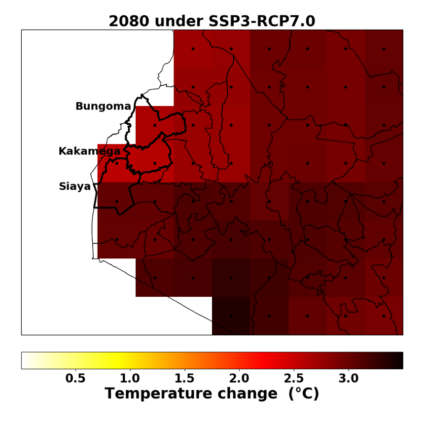 HFFA_Research's tweet photo. How will the #climate change in #Kenya?  
By 2080, #temperatures are projected to increase by up to 3.7 °C without #mitigation. Heavy rain and extremely dry months are also expected to increase. See full #assessment: https://t.co/ibTkn4FJmT https://t.co/dHSLvIOgOk