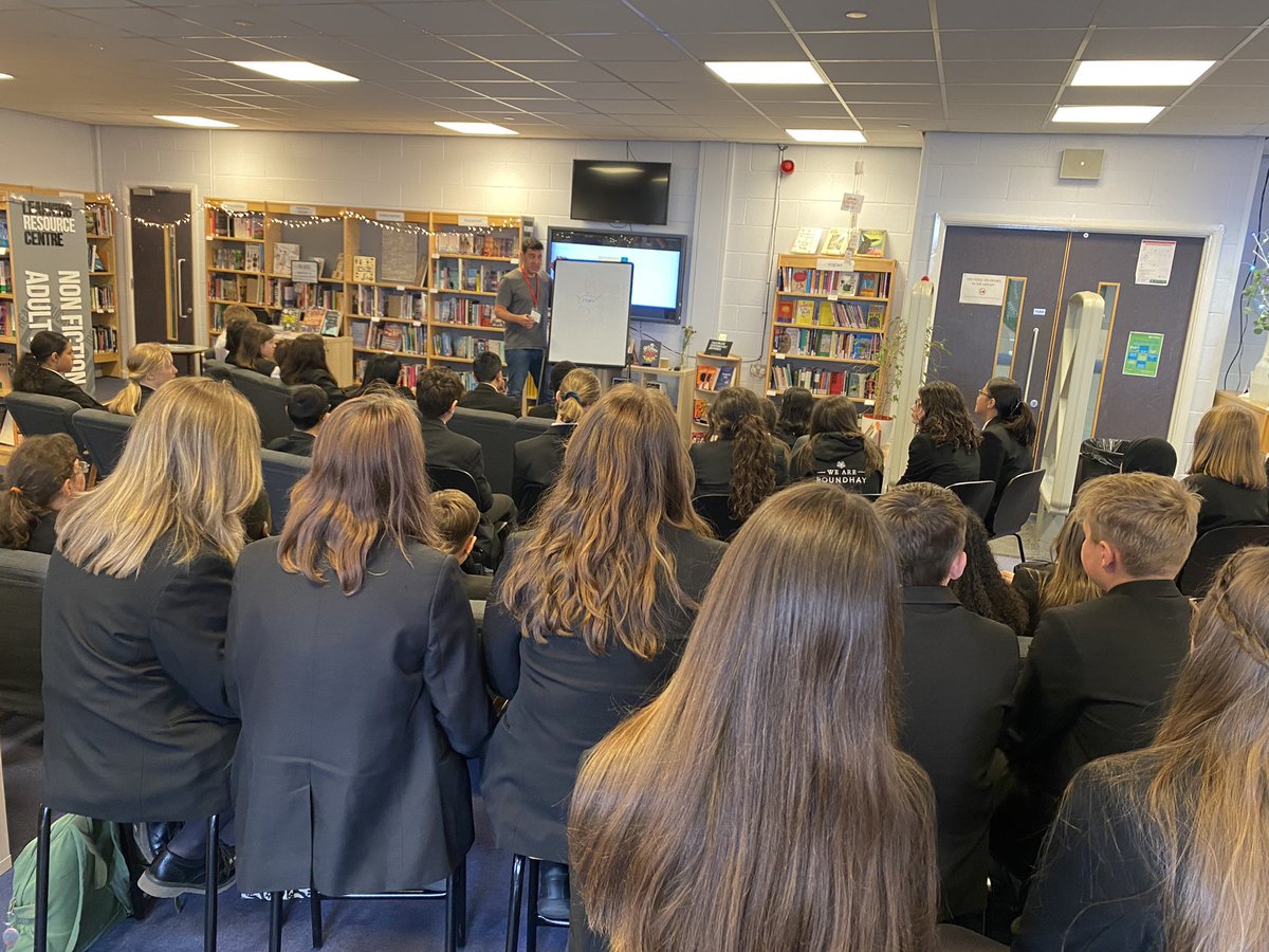 RSch_LRC's tweet photo. Very popular writing workshop in the library at the moment with @tompalmerauthor right across KS3 we had interest #GetTheExtraSeatsOut! @RSch_class2025 @RSch_class2026 @RSch_class2024 https://t.co/Aj05C4VDke