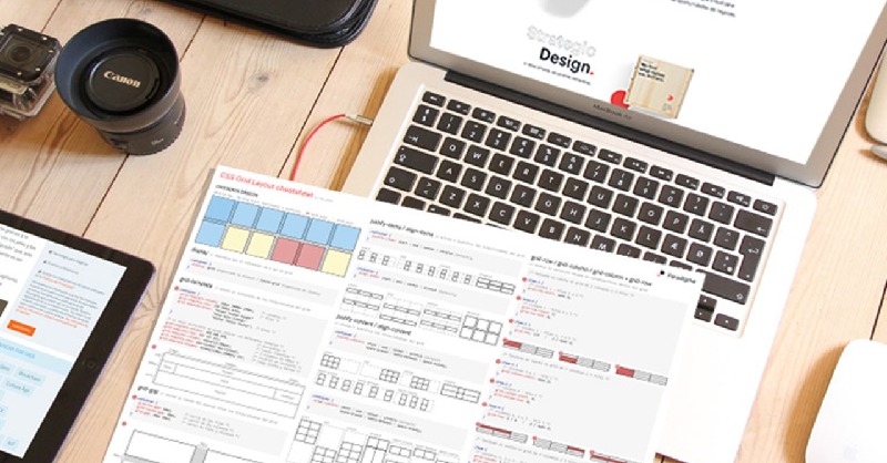 paradigmate's tweet photo. ¿Te pierdes entre las propiedades de #Flexbox y #CSSGrid? 🤯 ¡No te preocupes! Hemos creado una cheat sheet con la sintaxis que necesitas para dominar los layouts de tu web y resolver tus dudas al instante.