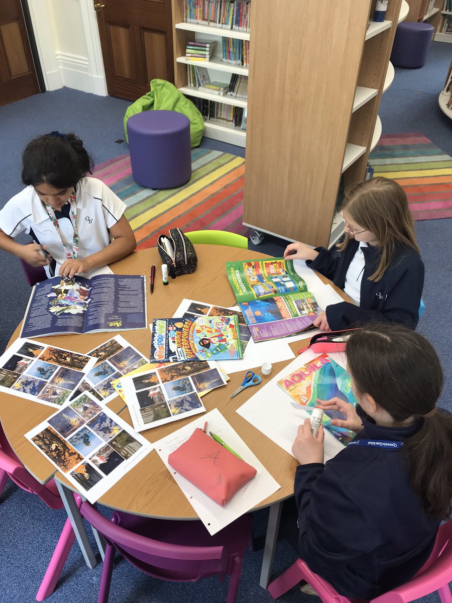 QG_Library's tweet photo. Lucky @QueensGateSch Yr 7 writing competition winners enjoying creating mood boards based on #SistersOfTheLostMarsh by @theLucyStrange as prep for the start of their own eerie folktale. https://t.co/p07aaZW08w