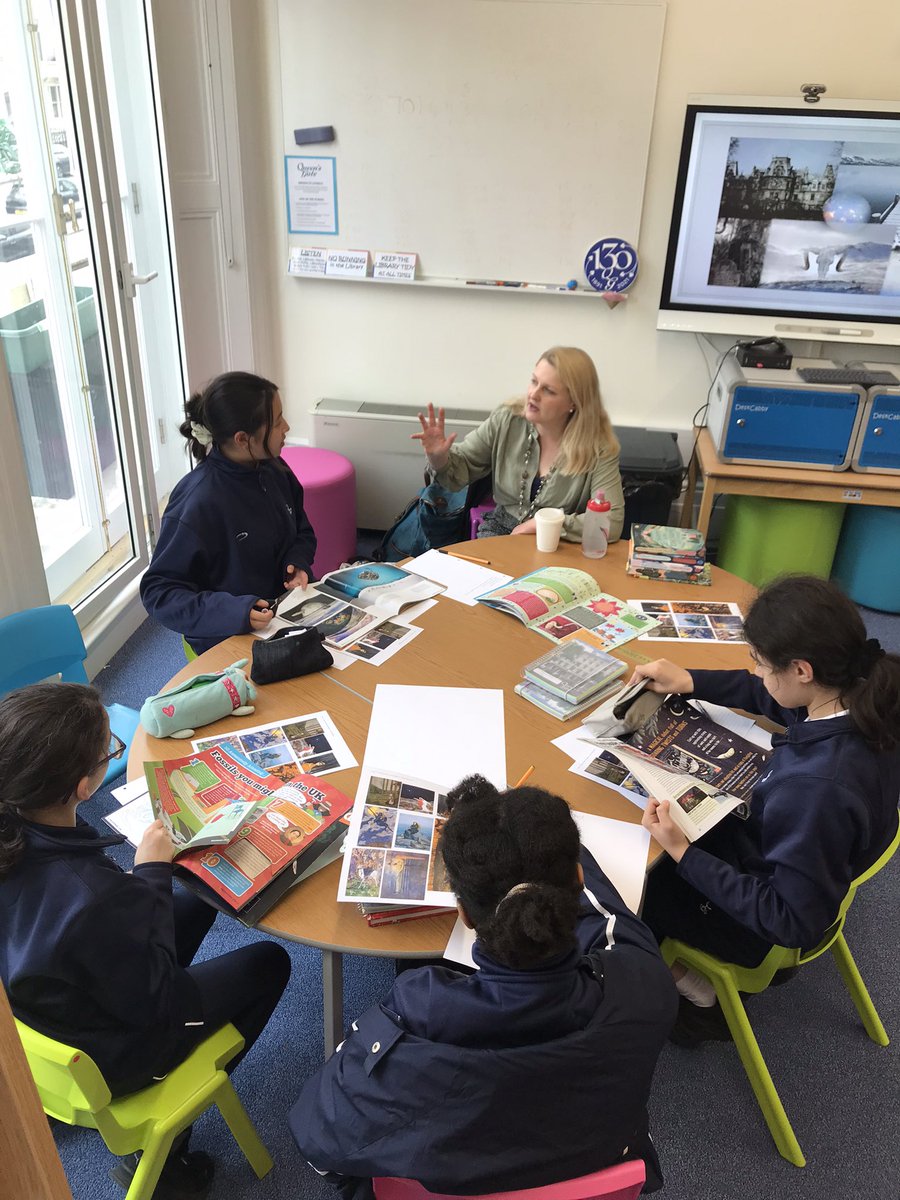 QG_Library's tweet photo. Lucky @QueensGateSch Yr 7 writing competition winners enjoying creating mood boards based on #SistersOfTheLostMarsh by @theLucyStrange as prep for the start of their own eerie folktale. https://t.co/p07aaZW08w