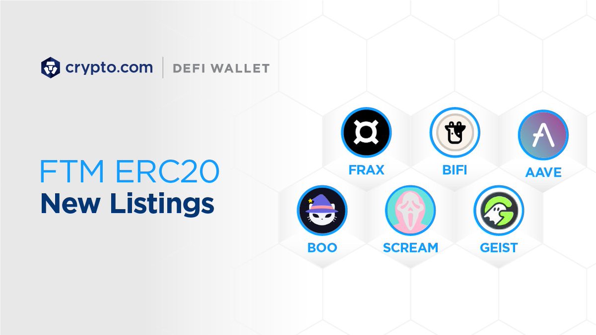 cryptocom's tweet photo. New FANTOM-ERC20 tokens added to the https://t.co/vCNztABJoG DeFi Wallet 
✅Frax (#FRAX)
✅Beefy Finance (#BIFI)
✅Aave (#AAVE)
✅SpookySwap (#BOO)
✅Scream (#SCREAM)
✅Geist Finance (#GEIST) https://t.co/HnEW3d74H7