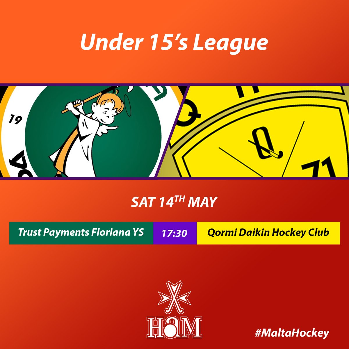 The weekend is almost here! Here's what's happening on Saturday:

⚡️Hotsticks U15s vs Marsascala Heat U15s🔥
⭐️Young Stars U15s vs Qormi U15s🛡️

#MaltaHockey