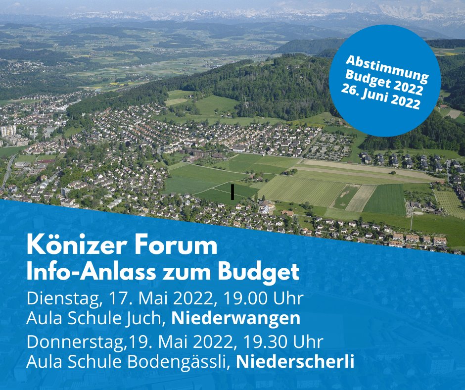 Wie lassen sich die Finanzprobleme von Köniz lösen? Stellen Sie dem Gemeinderat und Mitgliedern der Finanzkommission Ihre Fragen und diskutieren Sie mit. Am #KönizerForum in #Niederwangen (17.5.) und #Niederscherli (19.5.)