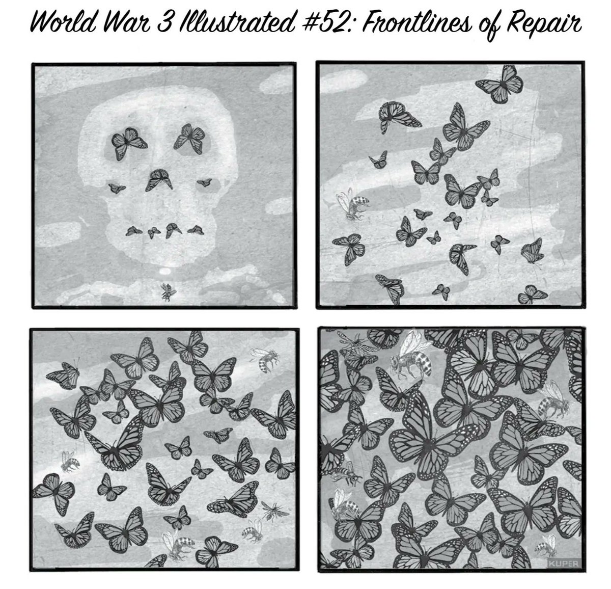 Art by Peter Kuper! New Issue of World War 3 Illustrated! Frontlines of Repair.  buff.ly/3sj8XIQ  #art #comics #repair #Ukraine #Russia #Anarchy