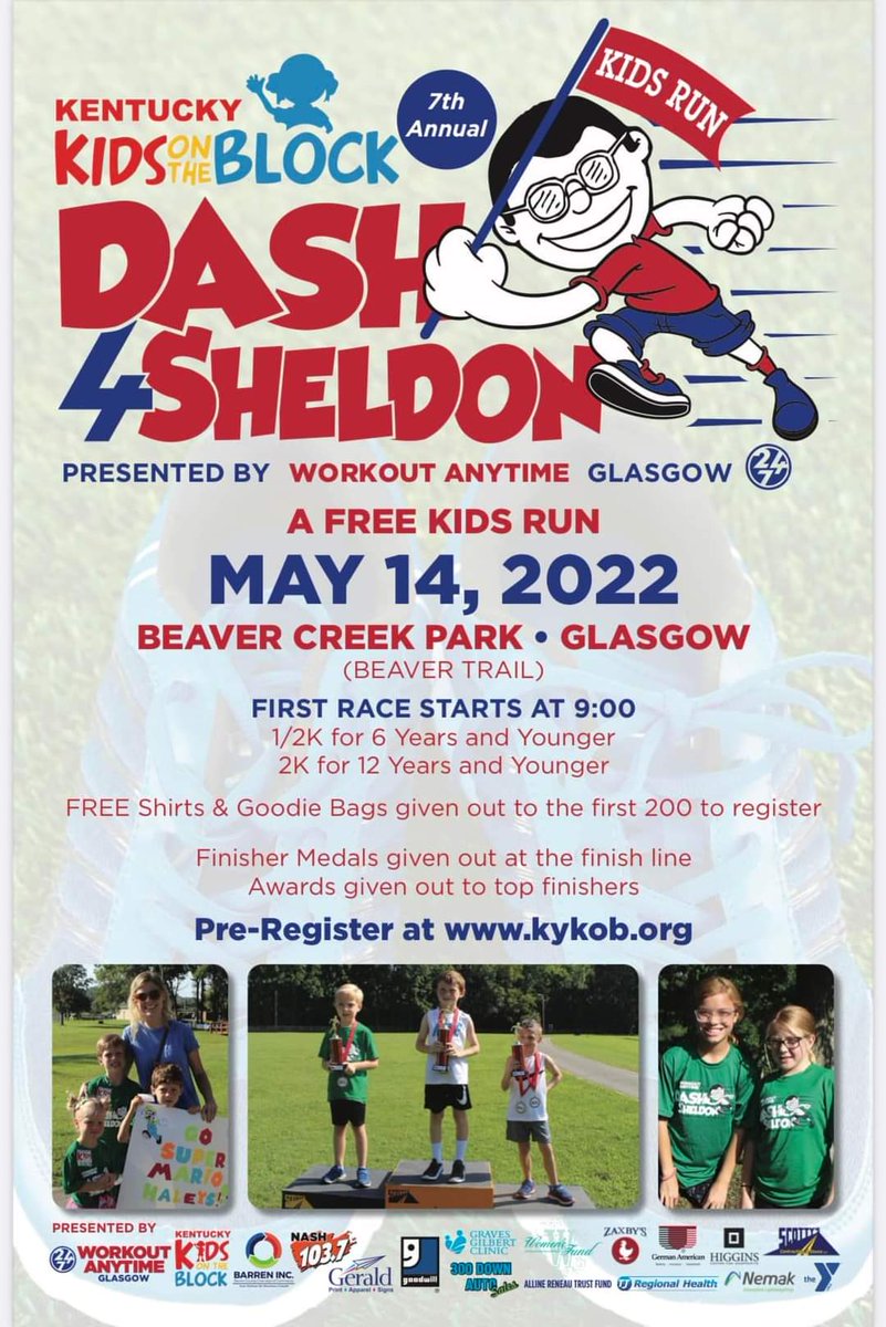 What're you doing this weekend? @KentuckyKOB Dash 4 Sheldon Kids Run will be in Glasgow tomorrow morning! 🆓 🆓 🆓 kykob.org #bg262 #kidsrun #springracing #kykob #funrun #localmatters