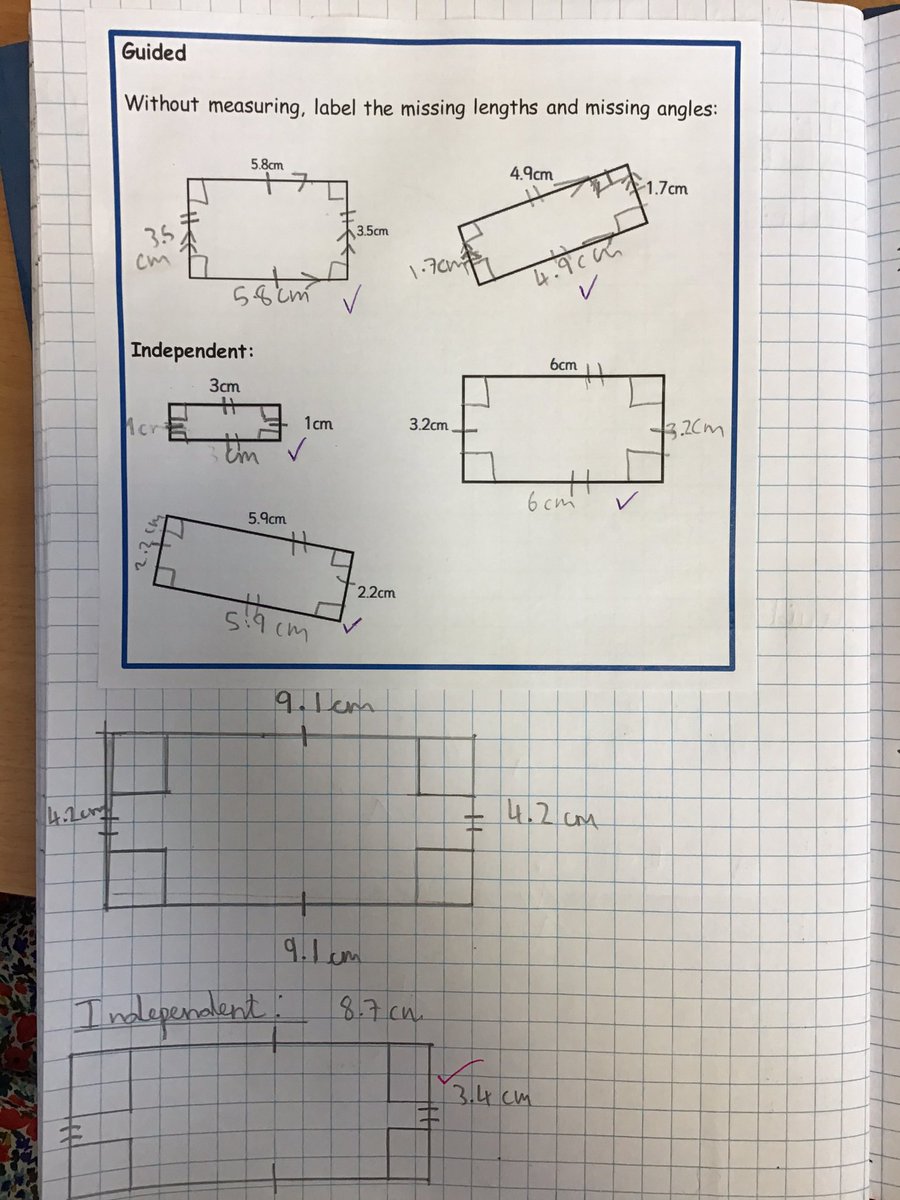 ABCPschool's tweet photo. #Class56E have been learning about geometry and angles in maths this week. Today they have been focusing on accurately drawing rectangles and labelling congruent sides and angles #ABMaths @first4maths https://t.co/MQJYG5KKOh