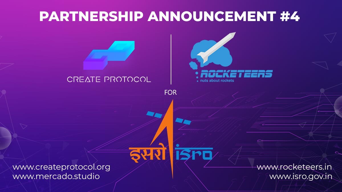 CreateProtocol's tweet photo. Create Protocol is happy and proud to announce its Web 3.0 partnership with @rocketeersindia for a fascinating project for @isro. Stay tuned for further updates!
The future of #creativity is #decentralised!
#creators #createtoearn #blockchain #NFTs  #Metaverse https://t.co/DXGIem9vjQ