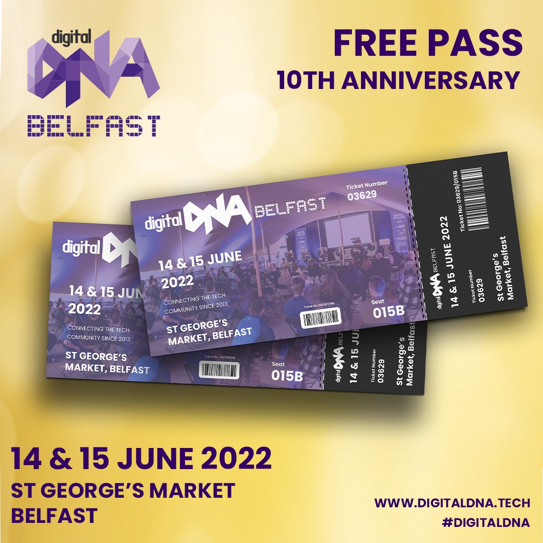 DigitalDNAHQ's tweet photo. #DigitalDNA Belfast is set to return on June 14th&amp;15th for the 10th edition of the biggest tech &amp; digital event in NI. In celebration of this HUGE milestone, the event for the first time ever, will be FREE to attend.🎉get your PASS today : https://t.co/mPWVppYcO1

#BelfastHour https://t.co/LBQywWN4Fk