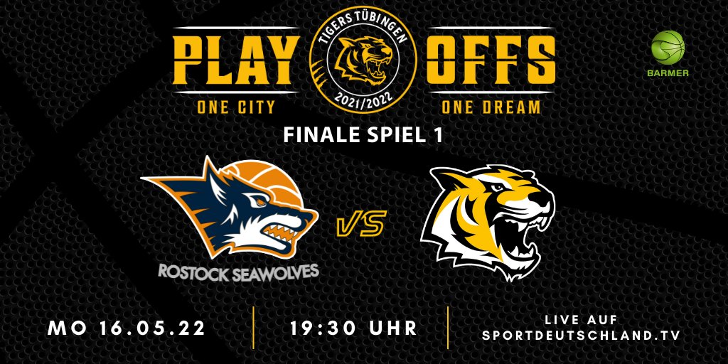 #GameDay Es geht los! Wir starten heute mit einem Auswärtsspiel gegen die @HRO_Seawolves in die Finalspiele und wollen uns eine gute Ausgangssituation für Samstag schaffen! Das Finale zeigt @SportDE_TV live und exklusiv. _ _ _ #stopwar #jung #hungrig #leidenschaftlich 🐯🖤💛