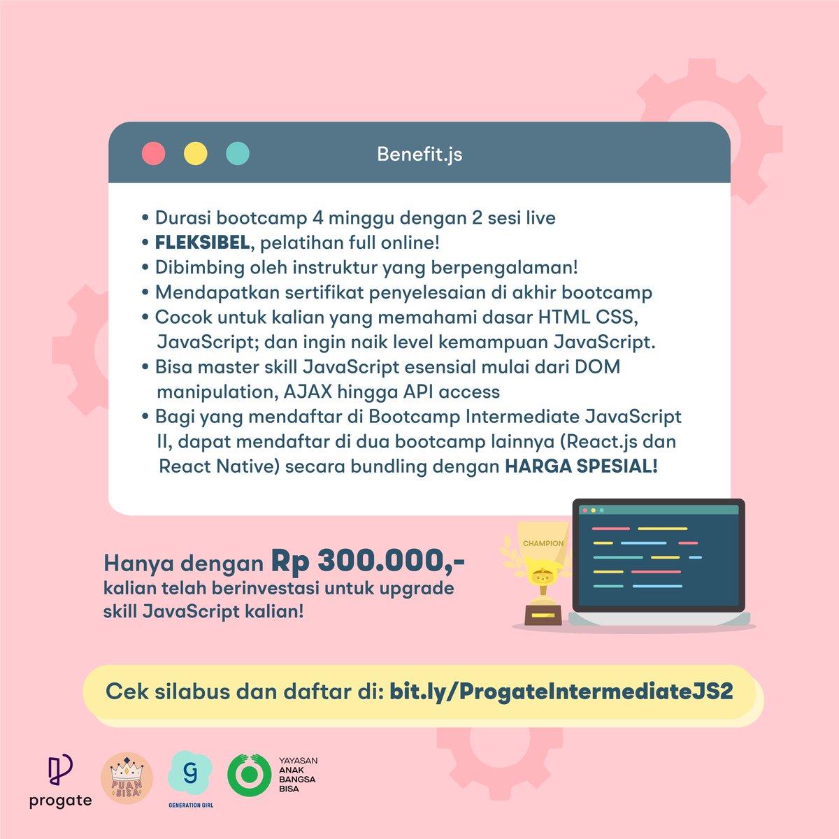readysetcodeid's tweet photo. Hai Ninja! Buat yang penasaran dan belum daftar, yuk langsung cek silabus dan daftar di https://t.co/K0LngRXGrE

#bootcamp #codingbootcamp #javascript #javascriptapi #intermediatejavascript #belajarcoding #ambillangkahmu #bersamaprogate #youcancodewithus https://t.co/ENrT5IfKQw