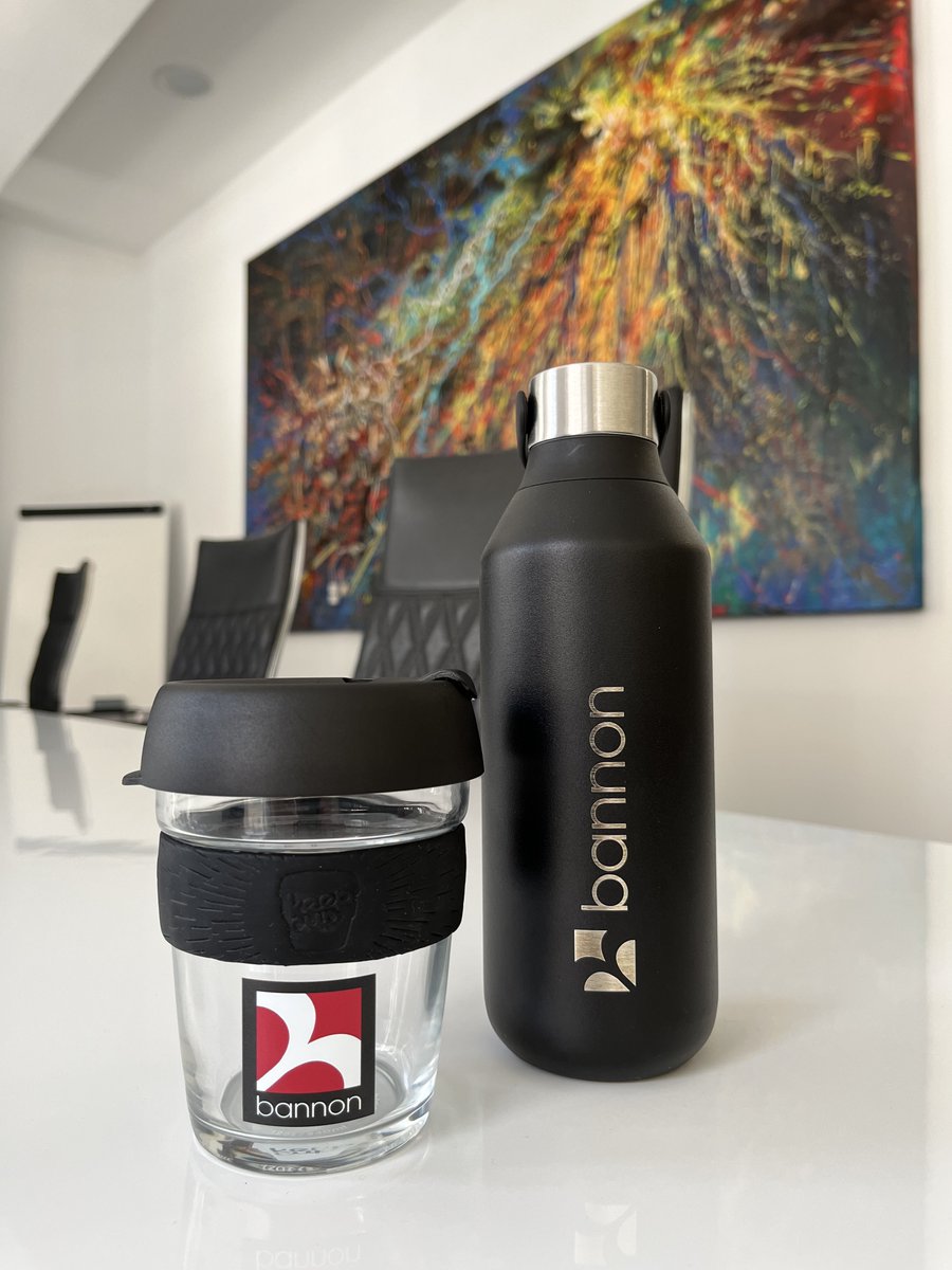 Bannon's tweet photo. The Bannon KeepCups and Chilly’s water bottles arrived today for all staff. As a firm we are strongly committed to reducing waste and promoting wellbeing. No more plastic coffee cups for the Bannon team!

#Bannon #keepcups #chillyswaterbottles #sustainability #wellbeing https://t.co/Ik8SsoKnyY