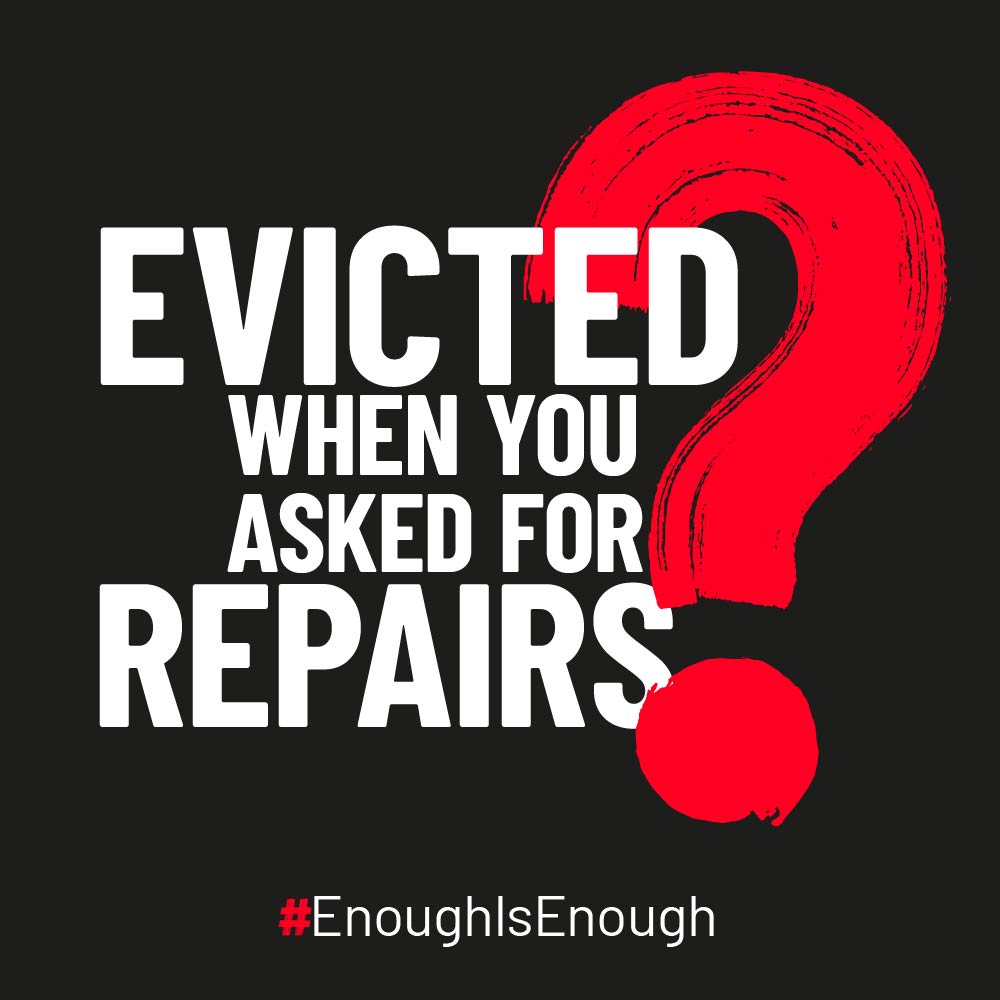 If you ask your landlord to do repairs but instead they serve notice, this could be revenge eviction. You might be protected if your council is taking action to get the landlord to do work. Find out more about revenge eviction here: shltr.org.uk/emm