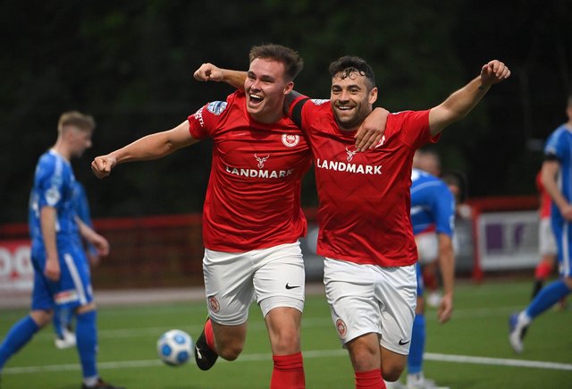 ICSSLarneLtd's tweet photo. ICSS Ltd want to send our very best wishes to everyone at @larnefc for tonight's European play off final. 
We were especially delighted to see the two players we proudly sponsor on the scoresheet on Tuesday night. https://t.co/daWa3MZyWN